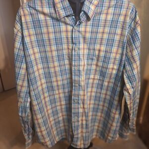 Alan Flusser Vibrant Plaid Button Down Long Sleeve Men's Shirt. Size XXL